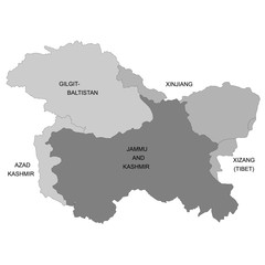 Map of Kashmir is a geographical region