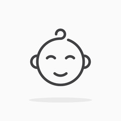 Baby boy icon in line style. Editable stroke.