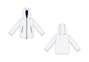 Fashion technical sketch of hooded jacket in vector graphic © Elena