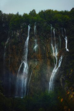 nature photography of water fall and trees