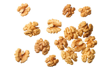 walnuts isolated on white background top view
