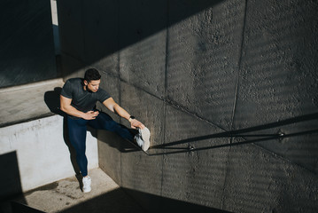 fitness man doing stretching exercises