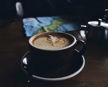 black teacup with coffee