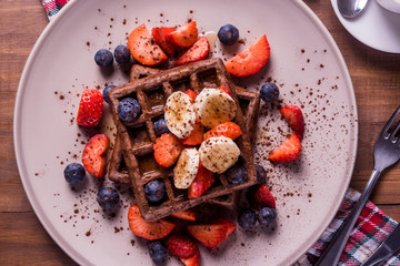 Wafles Gofres con Fruta y Miel