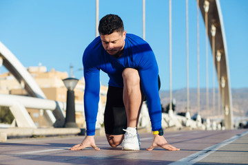 man preparing for the race