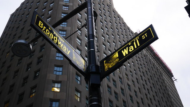 person showing wall street sign