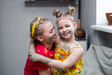 master class in a pottery workshop for a family
