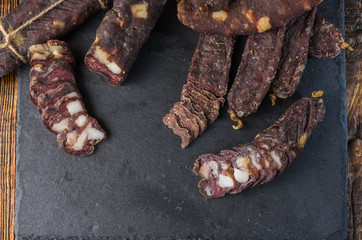 Meat products are different in shape. A variety of meat products.