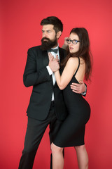 esthete. Romantic relationship. art experts of bearded man and woman. Formal couple date. Couple in love. Formal party. esthete look. fashion and beauty. esthete taste of fashion couple. Love in look