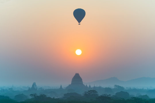 silhouette photography of hot air balloon