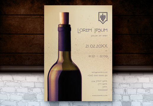 Poster Layout with Wine Bottle Photo Element