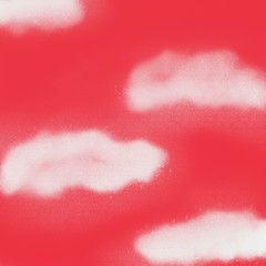 Hand drawn living coral abstract background texture digital illustration imitation oil or acrylic on canvas.  Clouds light on pink sky 