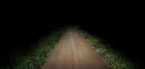 camino en el campo en la oscuridad