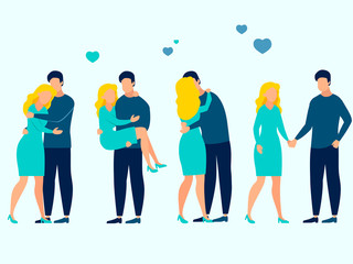 Obraz premium Set is a couple in love. In minimalist style. Cartoon flat Vector