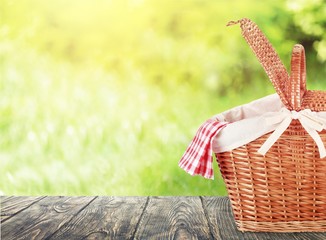 Basket picnic leisure table green red white