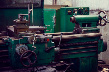 Metalworking machines working mechanisms are shot close-up 