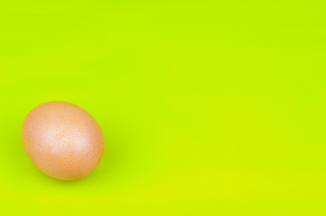 One egg isolated on a green background