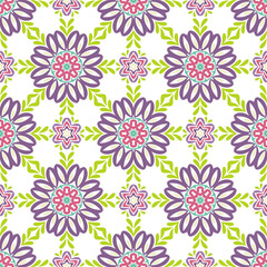 Fototapeta na wymiar Vector Color Flower Seamless Pattern for Background