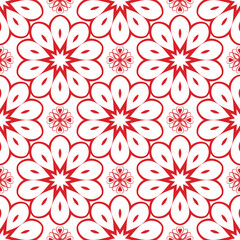 Vector Red Flower Seamless Pattern for Background