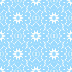 Vector Blue Flower Seamless Pattern for Background