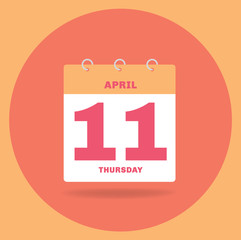 Fototapeta na wymiar Day calendar with date April 11.