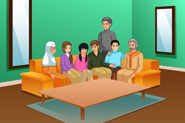 Family at Home Illustration