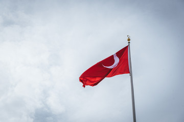 The turkish flag waving in the sky