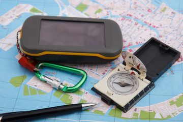 GPS device compass and map © aigarsr