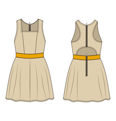 Fashion technical sketch of dress in vector graphic