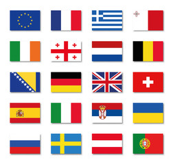 Europe flags set. Vector illustration