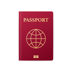 Vector international passport with globe. Vector illustration.