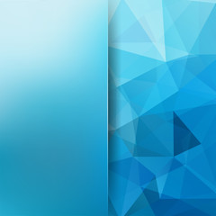 Background made of blue triangles. Square composition with geometric shapes and blur element. Eps 10