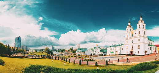 Panorama Of Cathedral Of Holy Spirit In Minsk - The Main Orthodox Church Of Belarus