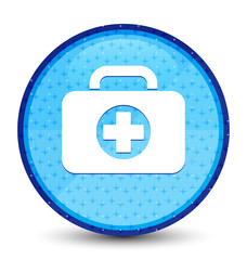 Obraz premium First aid kit bag icon galaxy cyan blue round button