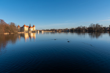 Sunset at Castle Moritzburg and Castle pond