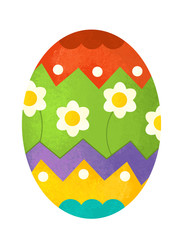cartoon happy easter scene with colorful easter egg on white background - illustration for children