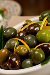 Delicious Warm Olives with Citrus Zest tossed in olive oil and herbs