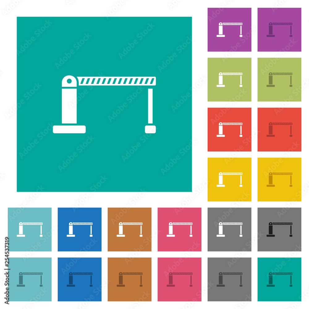 Poster closed barrier square flat multi colored icons