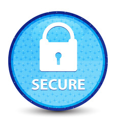 Secure (padlock icon) galaxy cyan blue round button