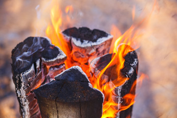 Finnish candle burns with a bright flame