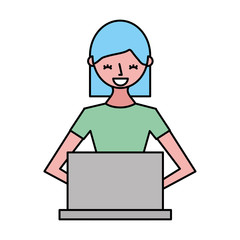 young woman using laptop