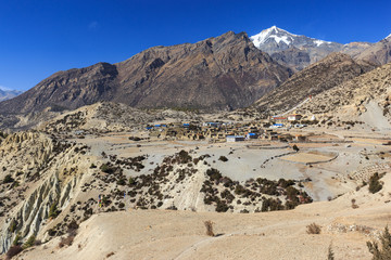 Panoramic view near Manang on the Annapurna circuit, Himalaya, Nepal