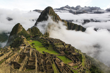 Machu Pichu in clouds