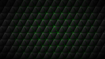 Abstract background of black triangle tiles with green gaps between them