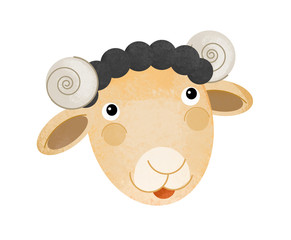 cartoon scene with farm sheep body part on white background - illustration for children