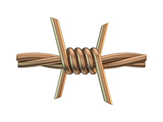 Golden barbed wire one segment 3D