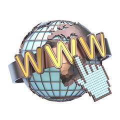 WWW concept with earth globe 3D