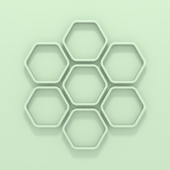 Obraz na płótnie Canvas Green arranged hexagon segments 3D