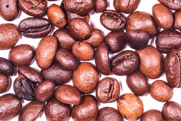 the image of a coffee beans under the white background