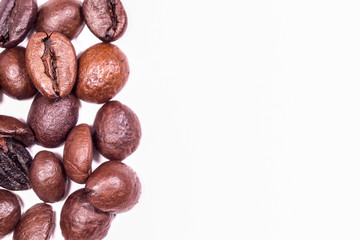 the image of a coffee beans under the white background